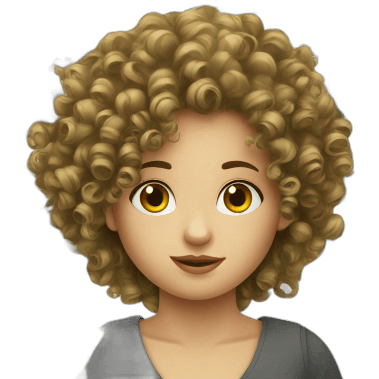 Curly European Girl and money emoji