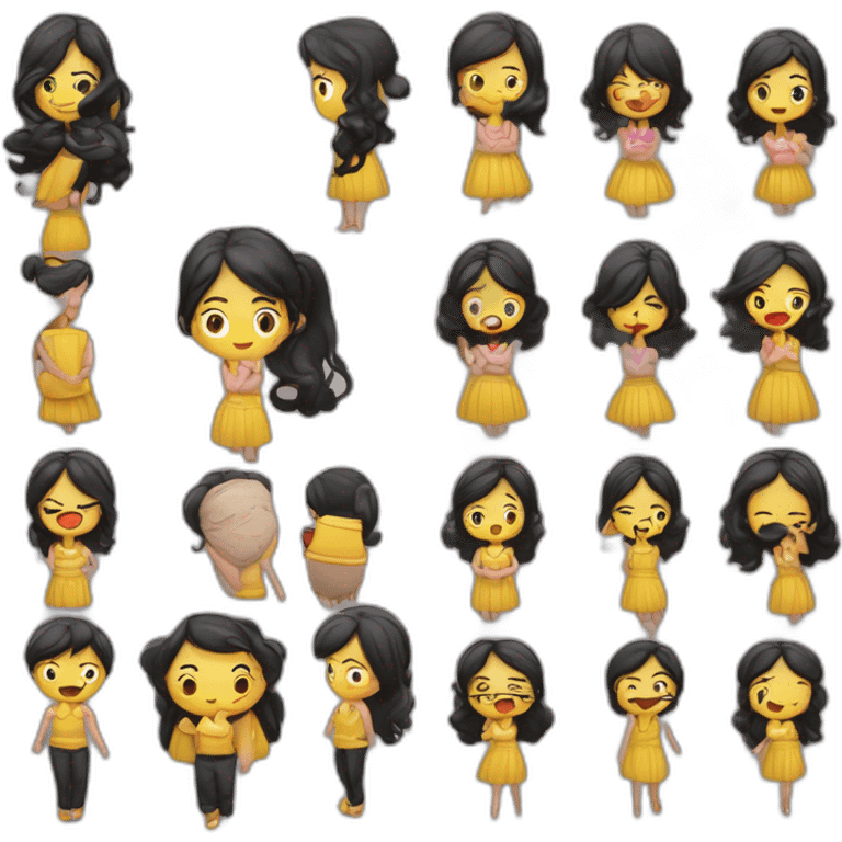 seorang gadis dengan setelan jas hitam dan kacamata yang memegang sebuah buku. emoji