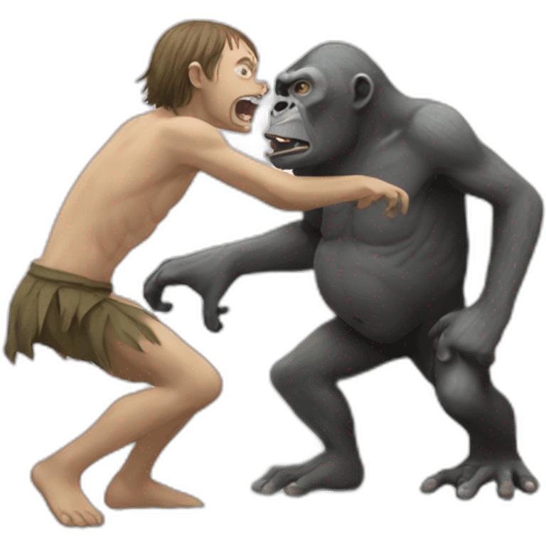 gollum fight with a gorilla emoji