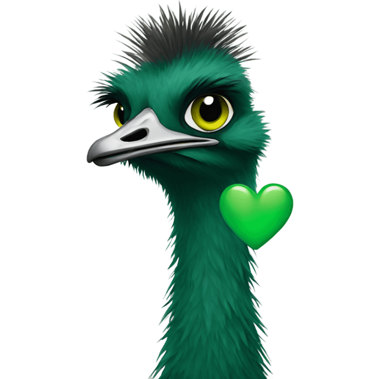 Emu with a green heart emoji