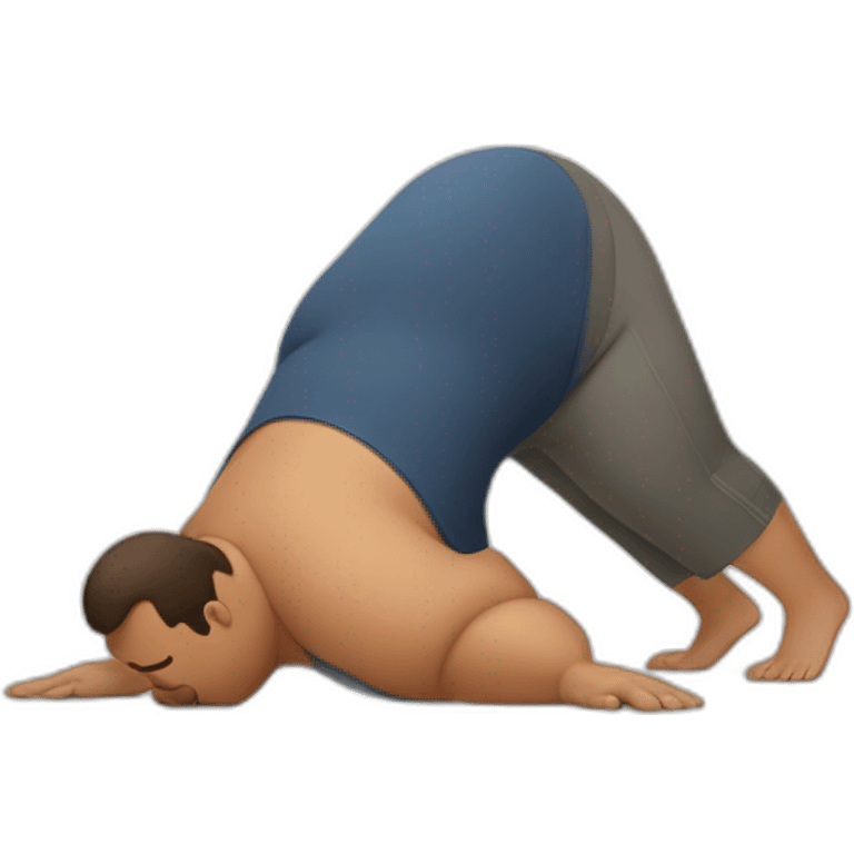 Obese man downward dog emoji