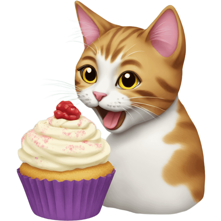 Cat eating cupcake emoji