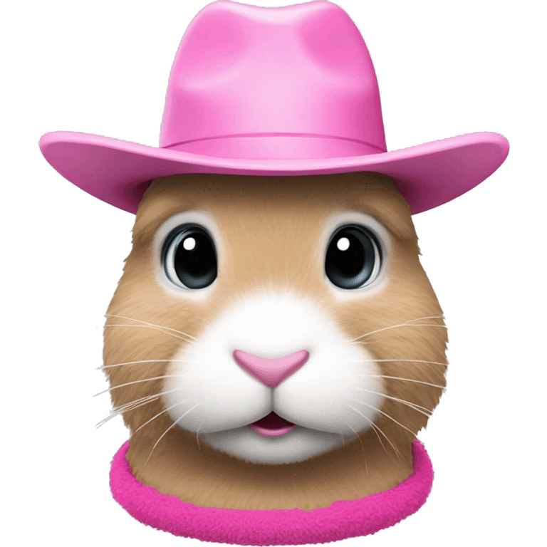 Bunny face with a pink cowboy hat with fur  emoji