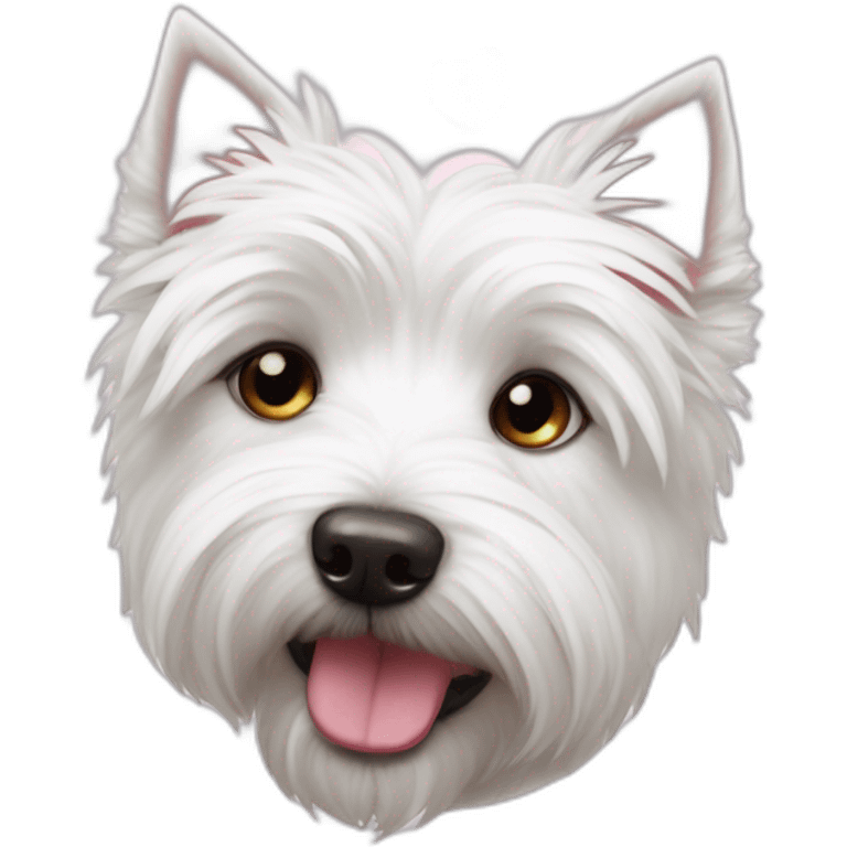 Perro westie con corazones en los ojos emoji