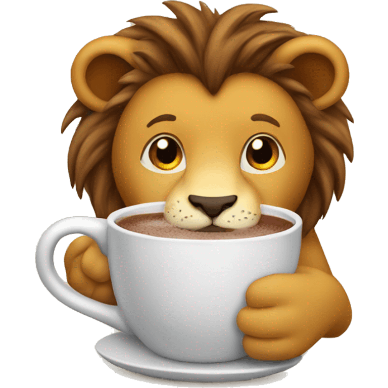 Lion drinking hot chocolate  emoji