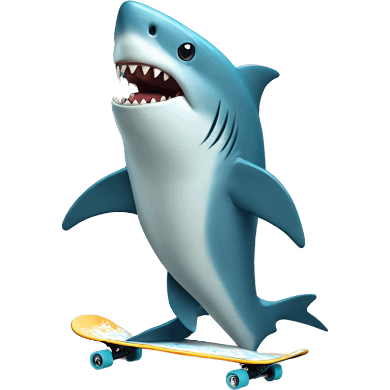 Un requin qui fait du skateboard emoji