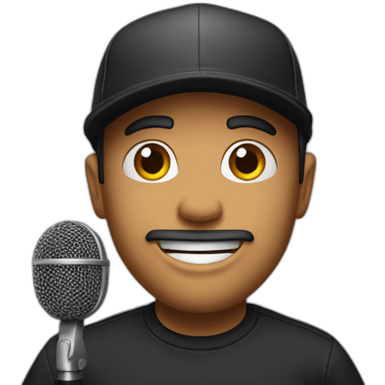 Stand Up actor with microphone in a black cap emoji