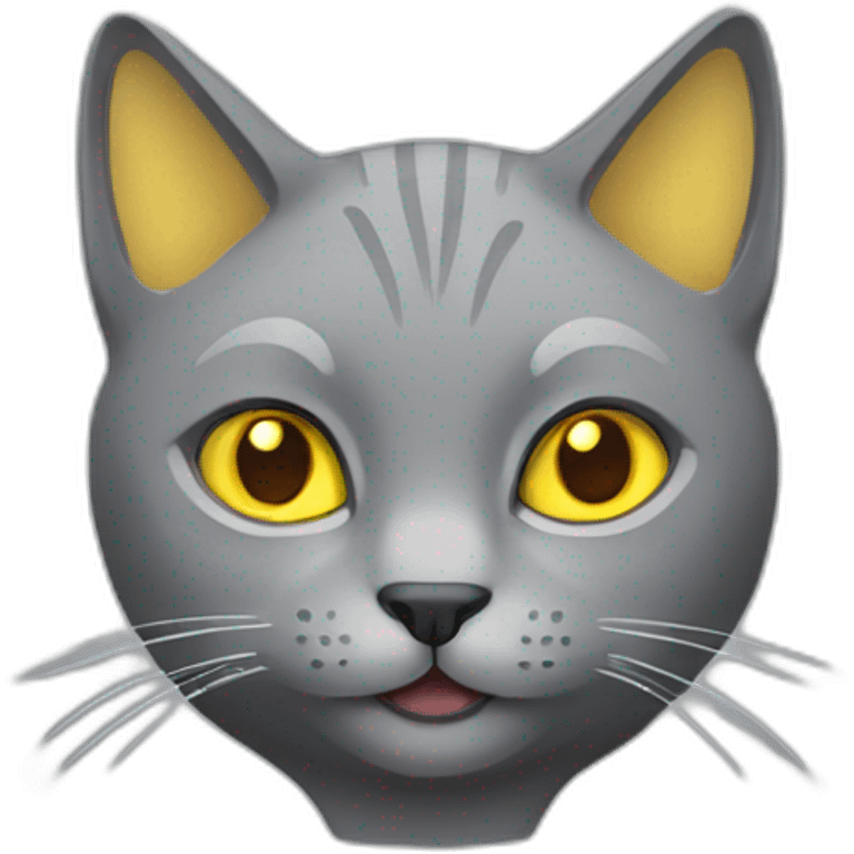 gray cat with folded ears and yellow eyes smiles emoji