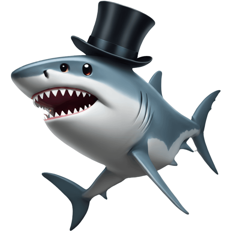 Shark with a top hat emoji