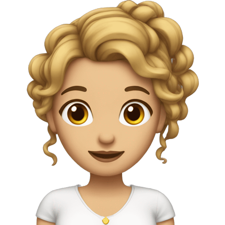 Mujer con moño y cabello con canas emoji