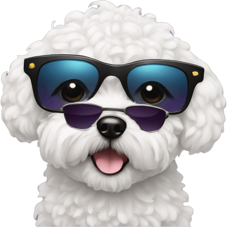 Curly bichon with sunglasses emoji