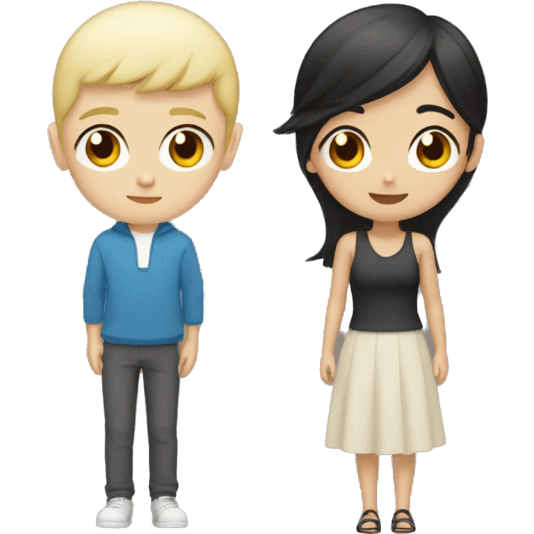 Asian boy with black hair and white girl with blonde hair emoji