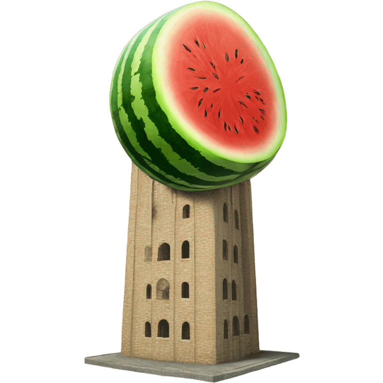 Massive piece of watermelon hitting a tower emoji