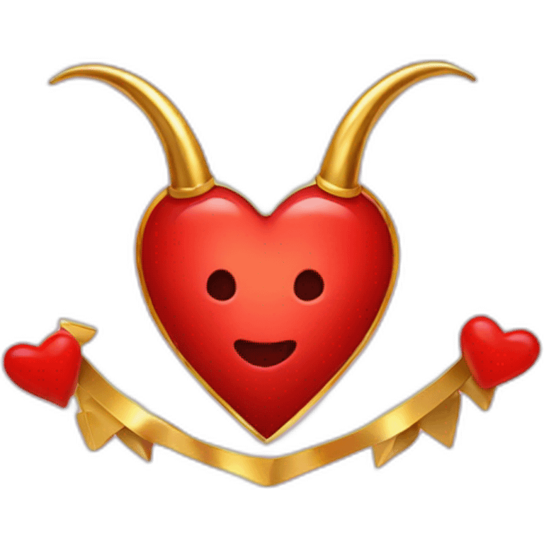 Red heart frame with gold horns emoji