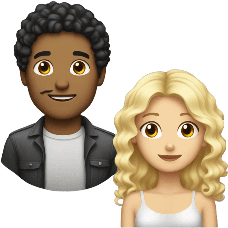 couple blonde girl and guy with black curly hair emoji