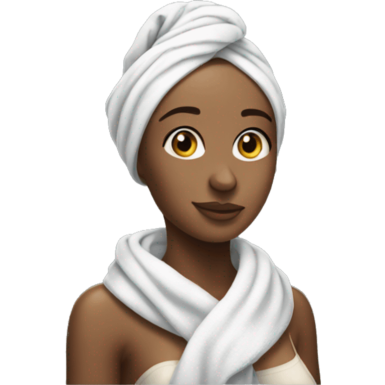 realistic women with towel on her head after showering emoji