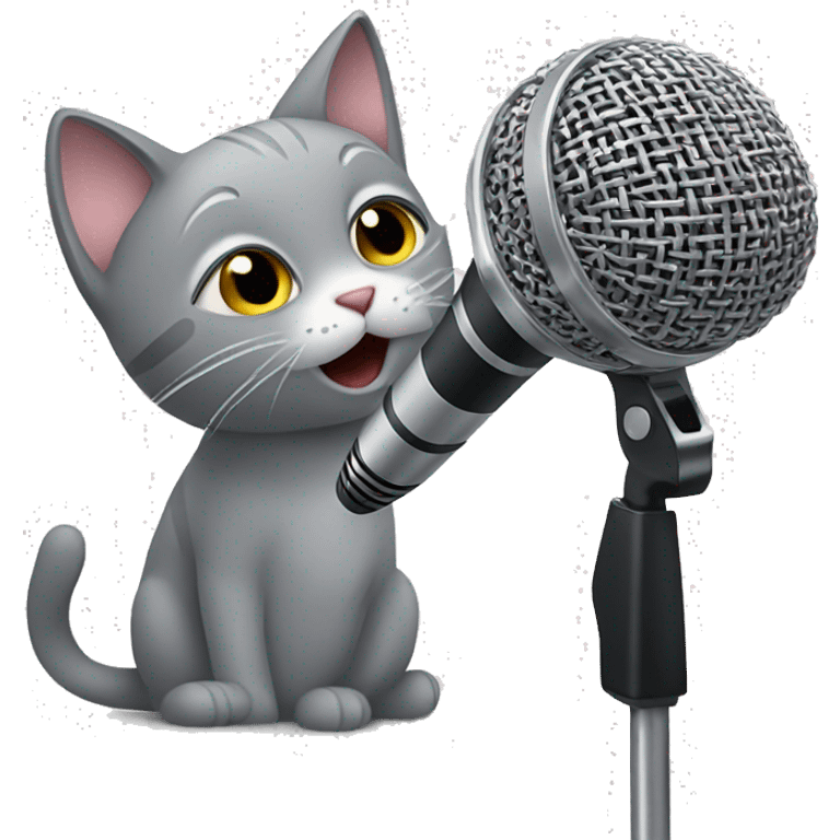 gray cat singing in to a microphone emoji