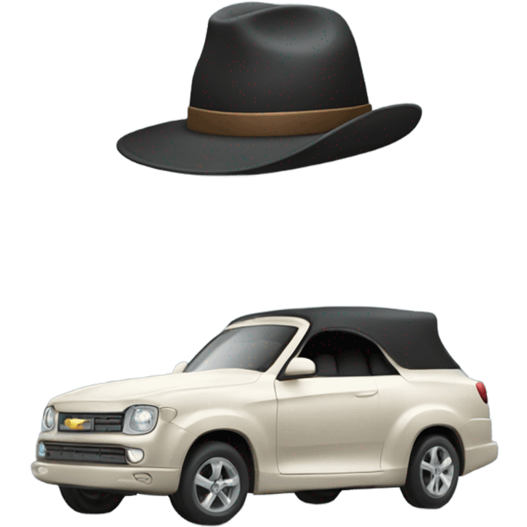 A car wearing a hat emoji