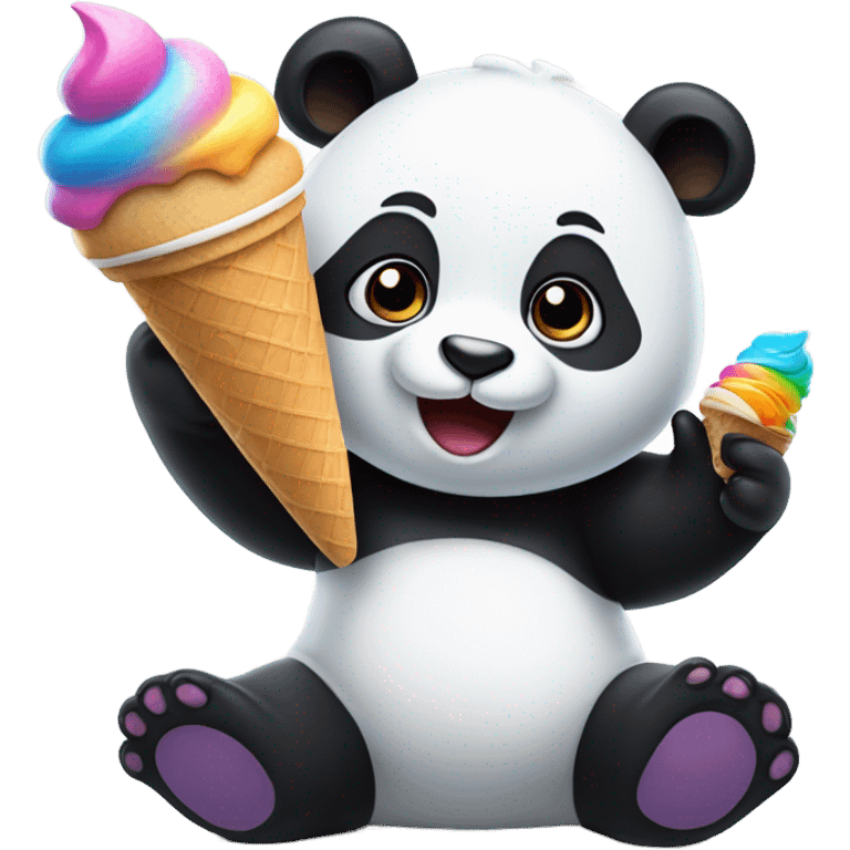 Panda eating ice cream emoji