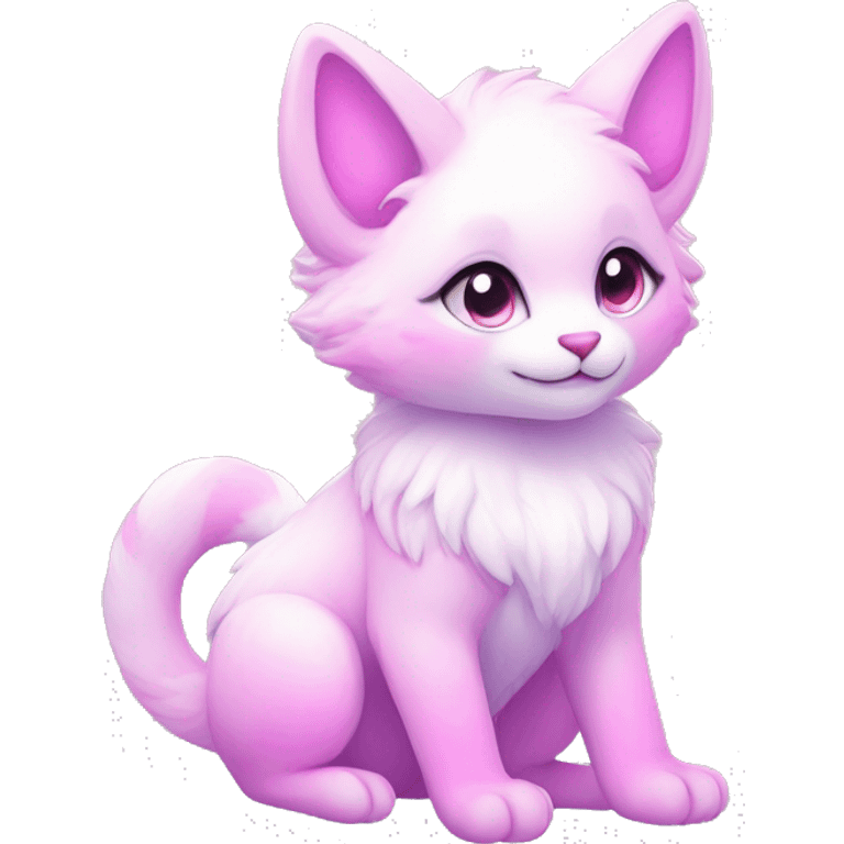 Kawaii colorful bright light pastel lilac-pink-white-gradient fantasy ethereal anthro fursona animal creature emoji