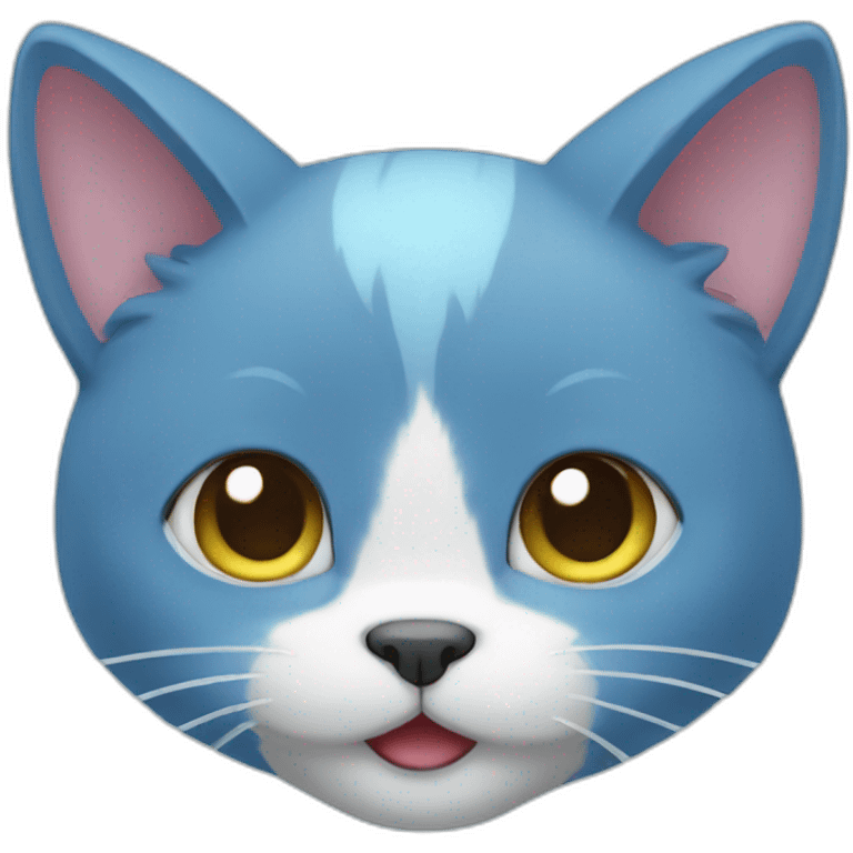 Blue cat kawaii emoji