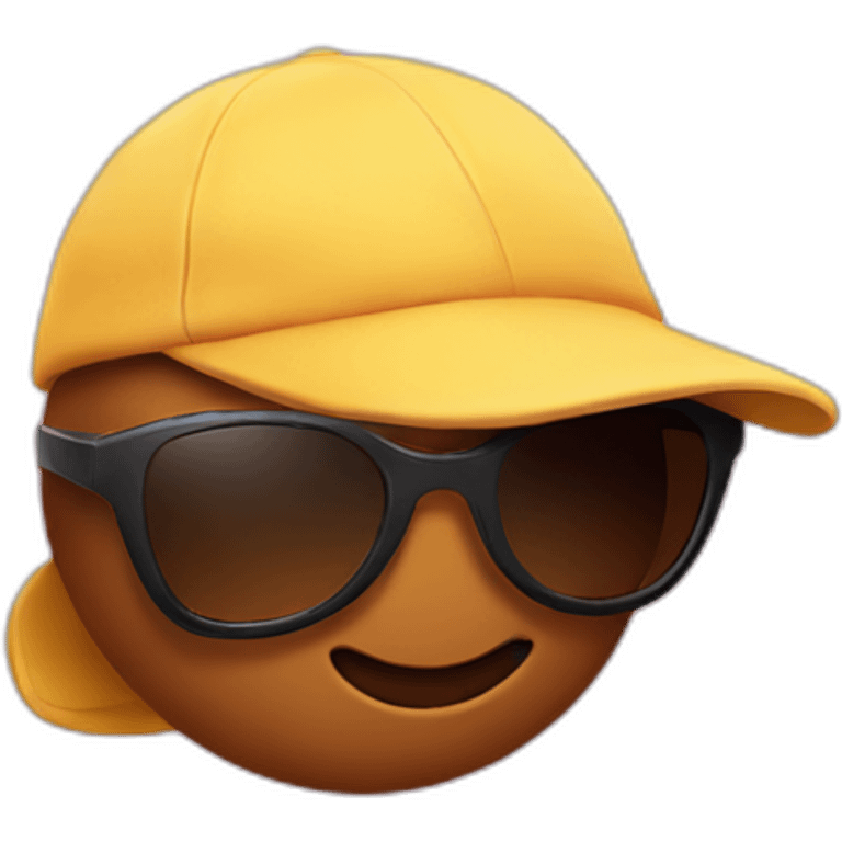 Poop emoji in sport sunglasses and sport cap emoji