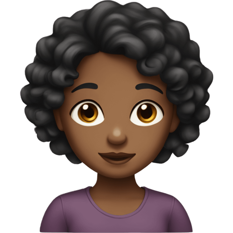 little brown skin girl with curley black hair  emoji