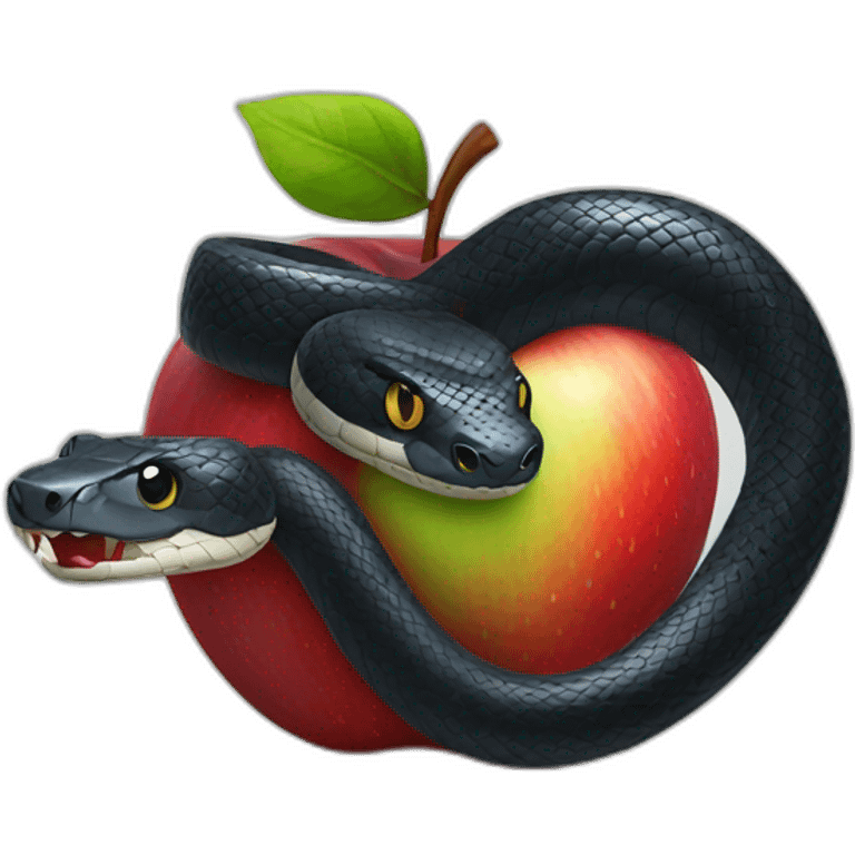 black snake with an apple emoji