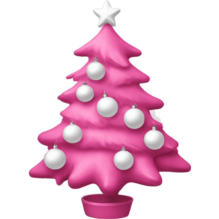 pink christmas tree with white ornaments emoji