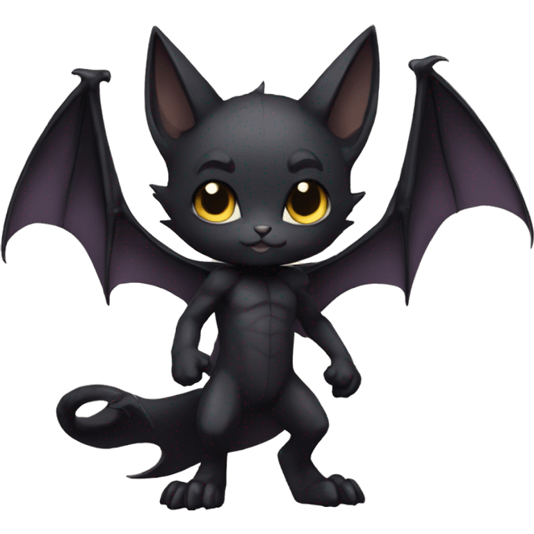 a anthro chibi black bat-cat-Fakémon-hybrid full body emoji