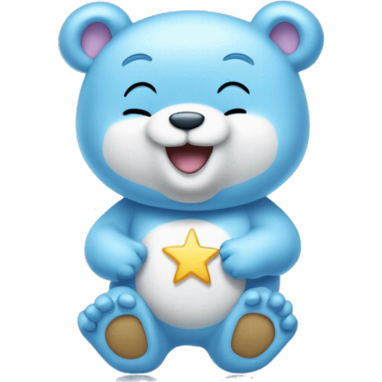 light blue carebear with moon and star on stomach emoji