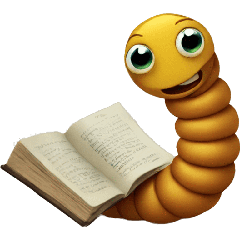 Worm reading a book emoji