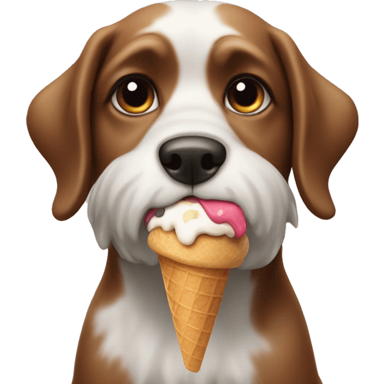 Wet dog eating an ice cream cone emoji