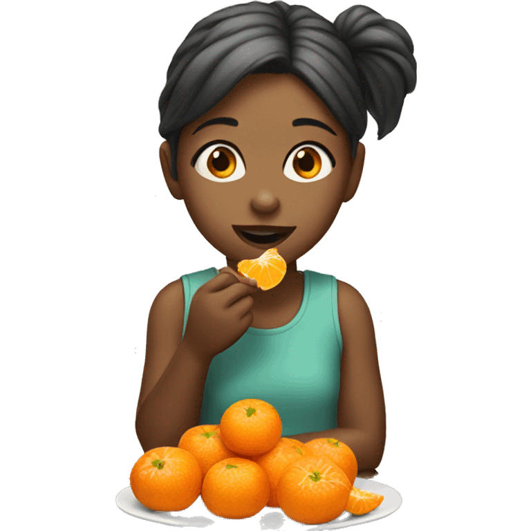 Girl eating mandarin emoji