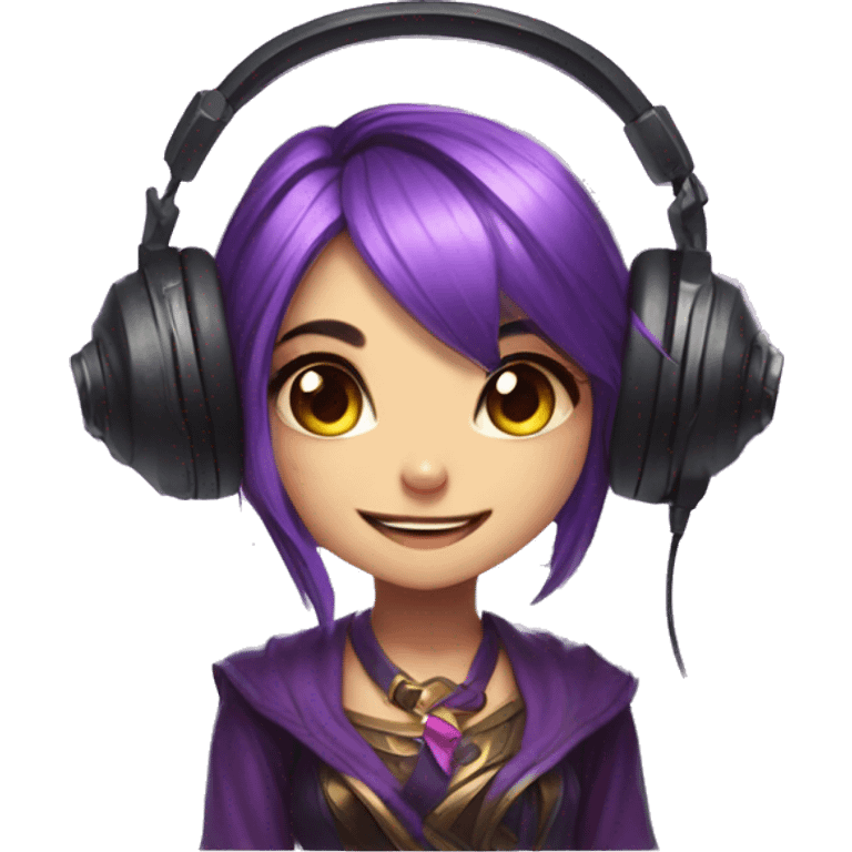 cute lulu from league of legends with a headset emoji