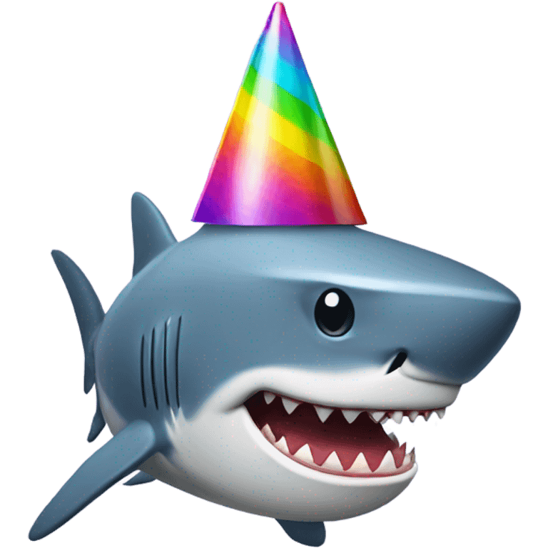 Shark wearing a party hat emoji