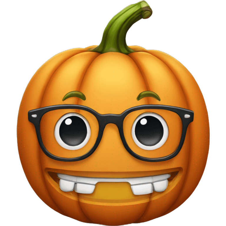 Pumpkin wearing a glasses with braces (girl) emoji