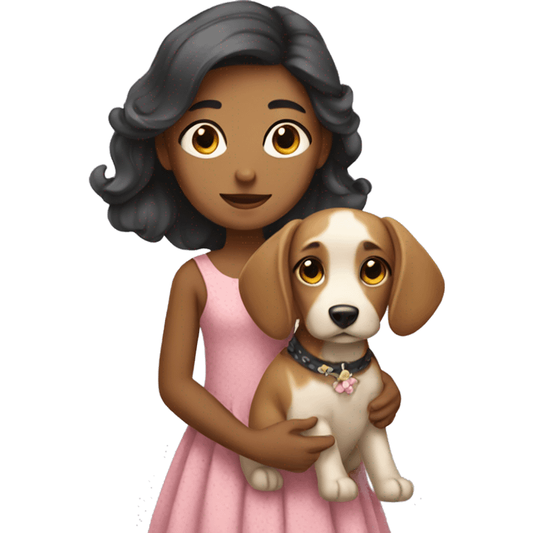 girl with dog in dress emoji