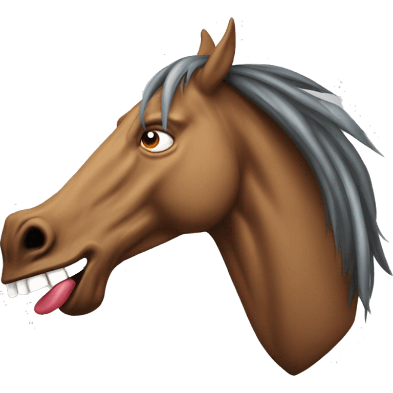 unhinged crazy long horse head with tongue sticking out emoji