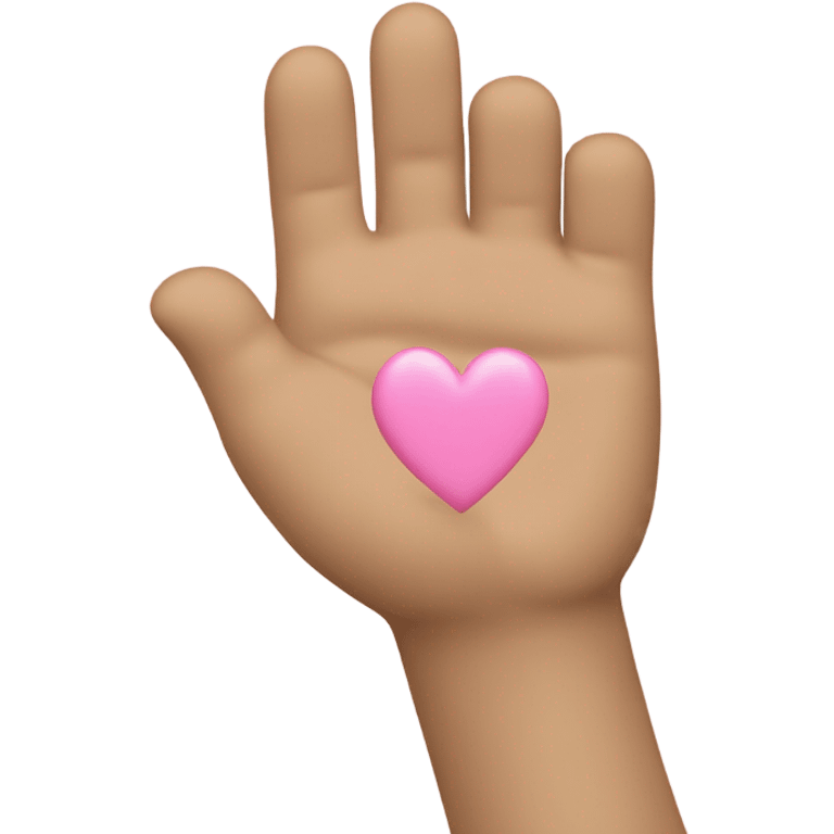 Beige hand holds pink heart from the left emoji