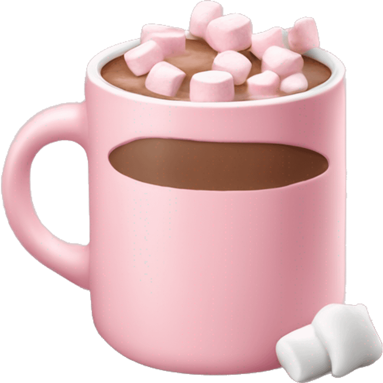 Light Pink mug of hot chocolate with marshmallows  emoji