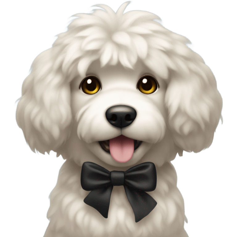 Fluffy Dog wearing a black bow emoji