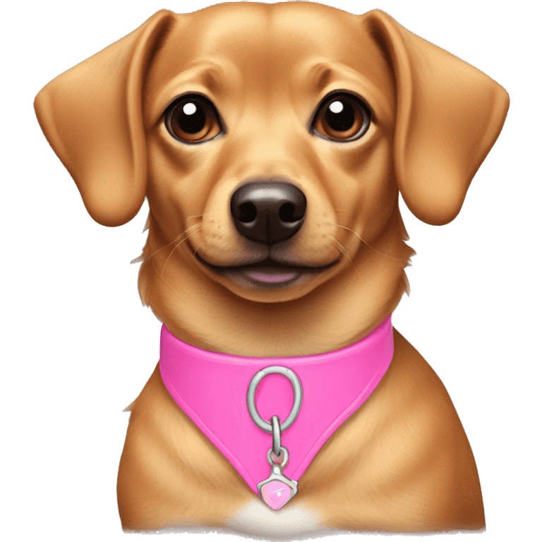 Chiweenie wearing a pink collar emoji