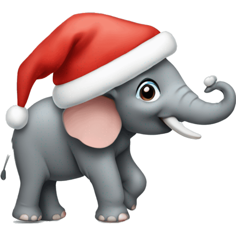 am elephant with a Christmas hat emoji