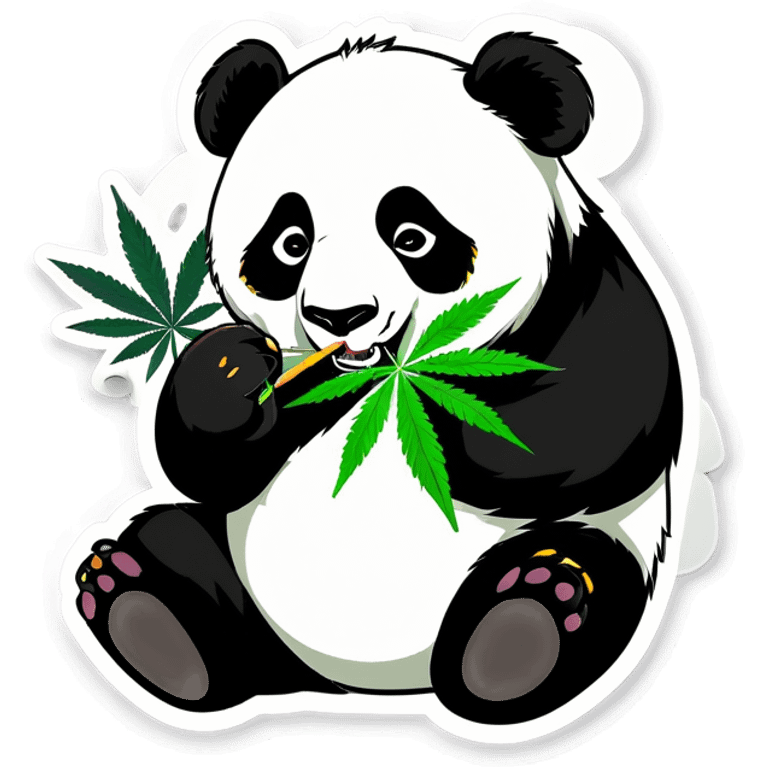 Panda bear eating Marijuana leaf emoji