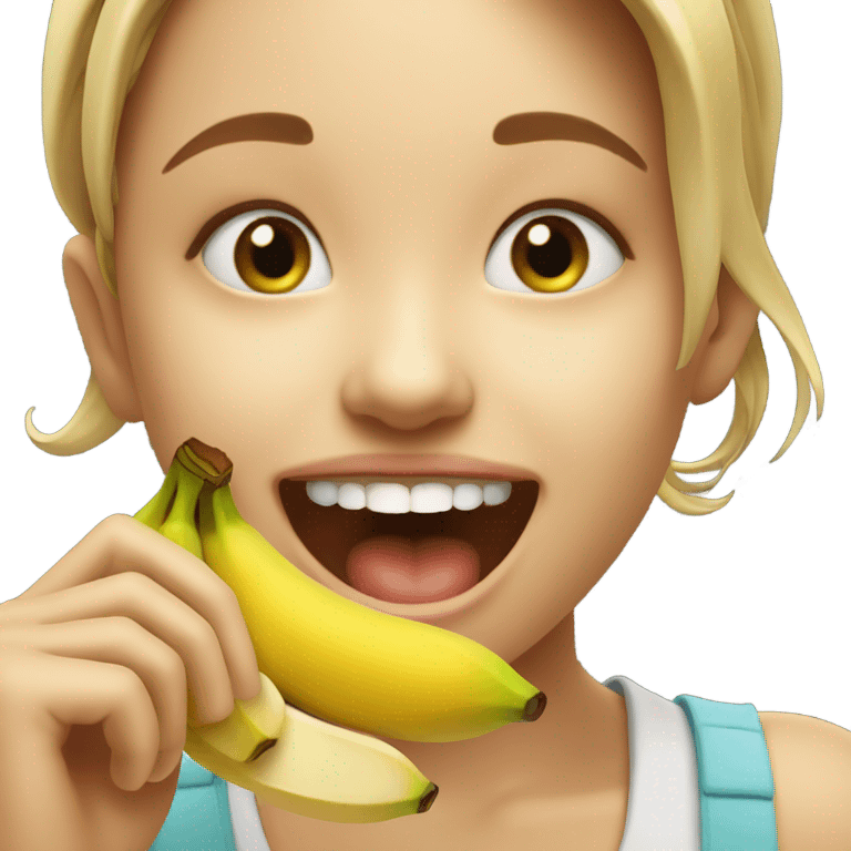 Girl eating banana emoji