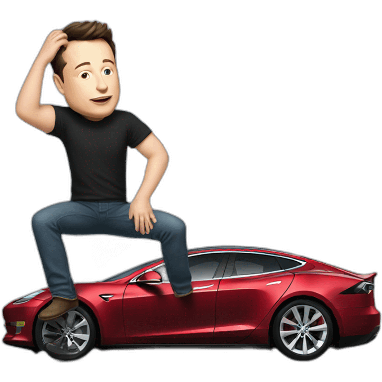 elon musk craching tesla car emoji