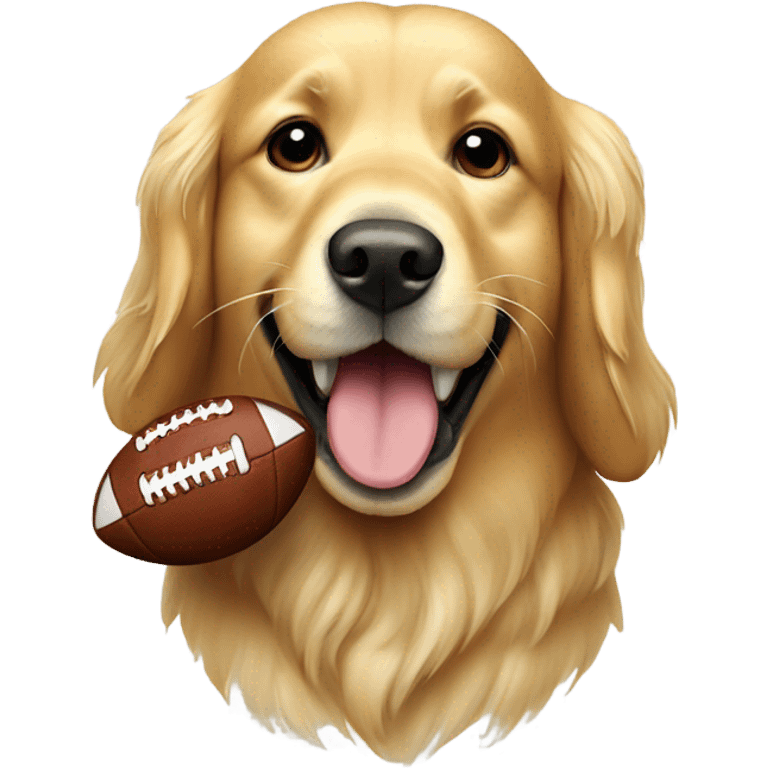 Golden retriever dog with a football in its mouth  emoji