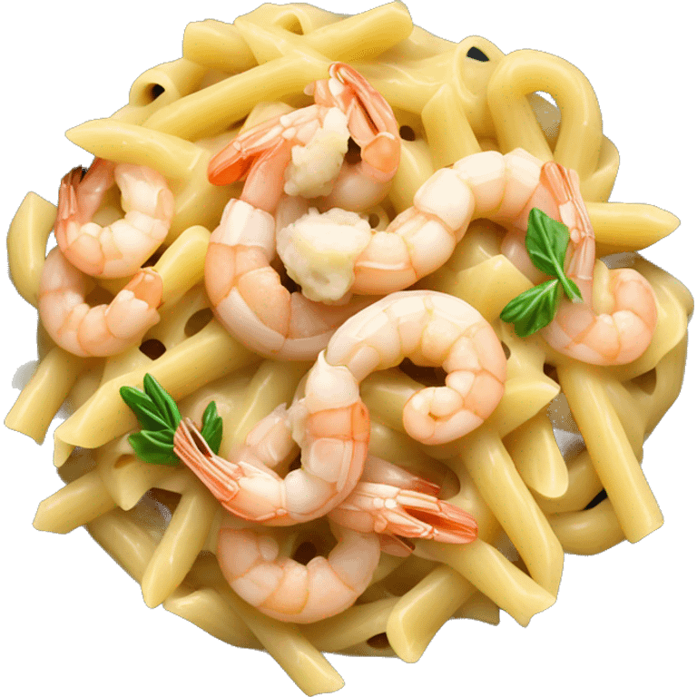 Alfredo pasta with Parmesan cheee sauce and shrimp  emoji