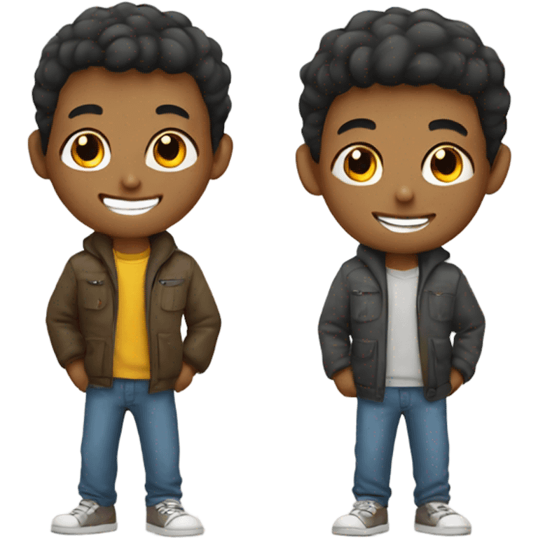 smiling boy best friends in casual attire  emoji